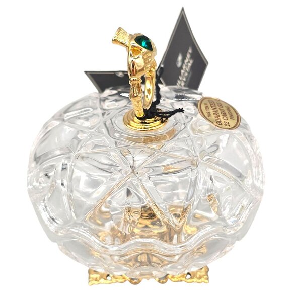 Killarney Crystal Ireland 22K Gold Trinket Dish w/ Emerald Heart Claddagh Accent - Picture 13 of 16